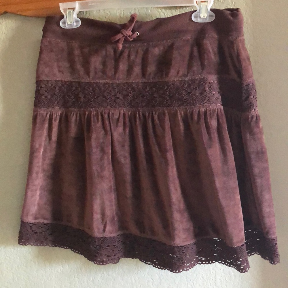 bcbgmaxazria Brown Pull-on P/L Velvet/Lace Skirt
